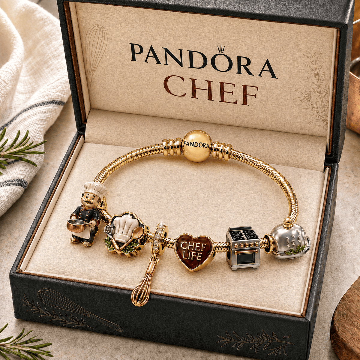 CHEF Gold Charm Bracelet Set TMH
