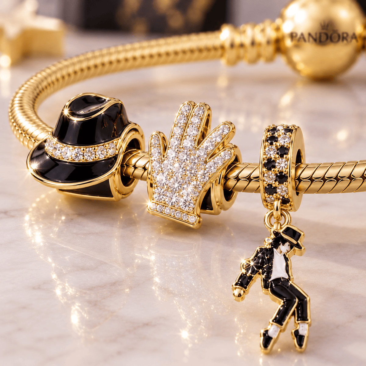 MJS Gold Charm Bracelet Set VTH