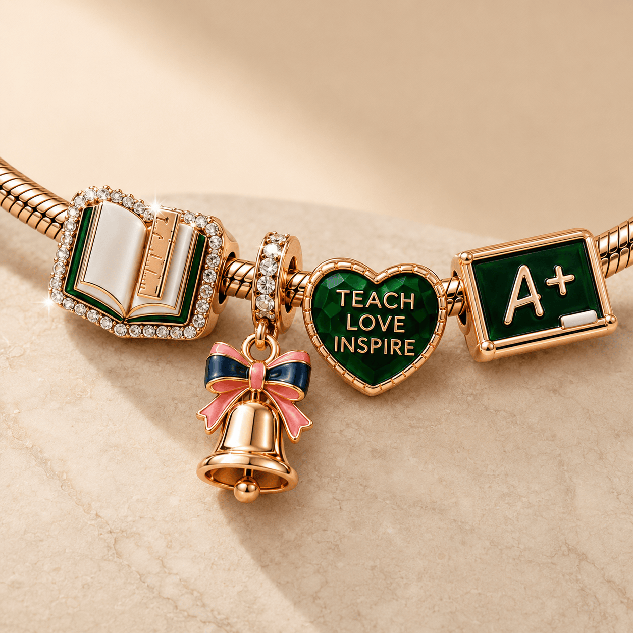 TEA Rose Gold Charm Bracelet Set TMH