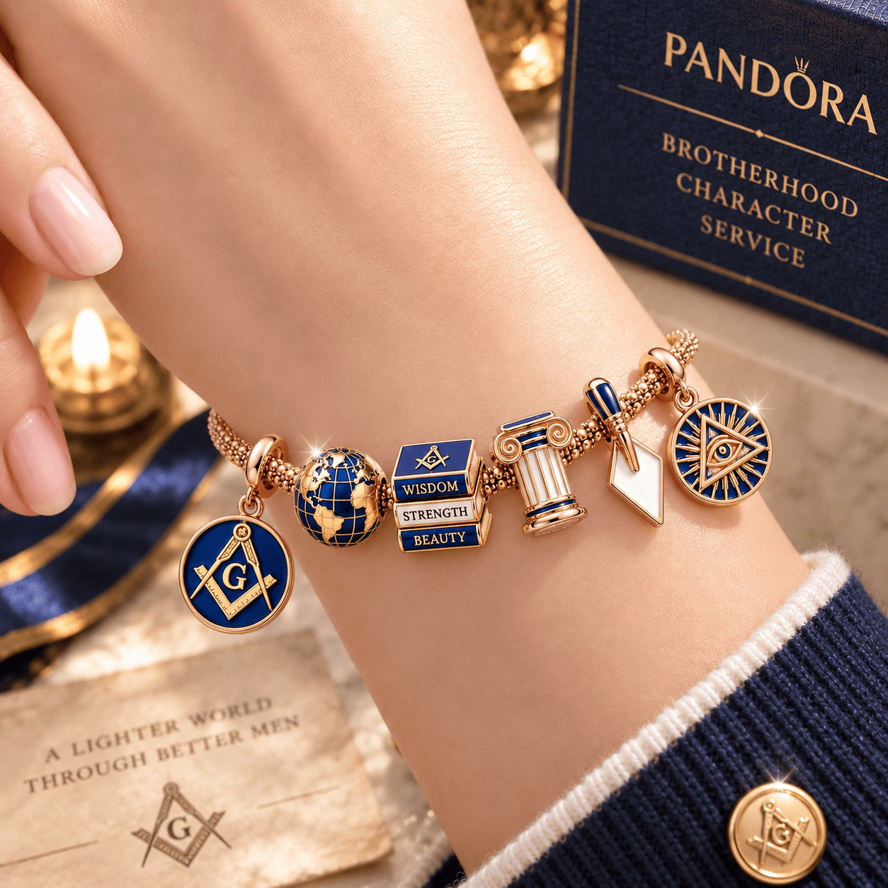 MAS Rose Gold Charm Bracelet Set TTTT