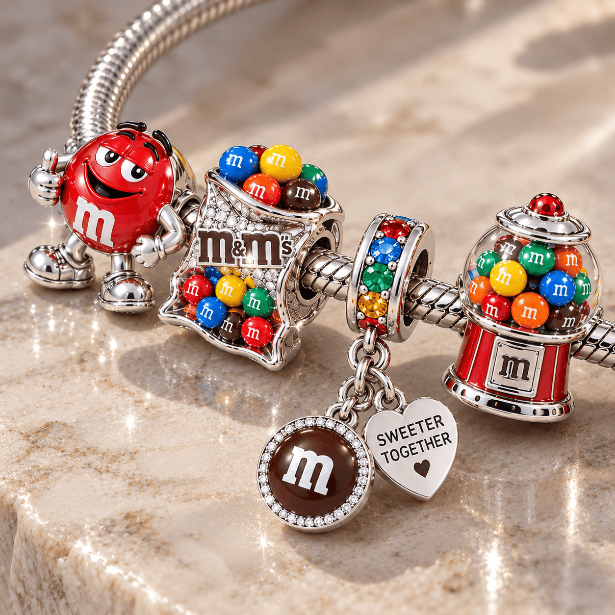MM Silver Charm Bracelet Set NTTB