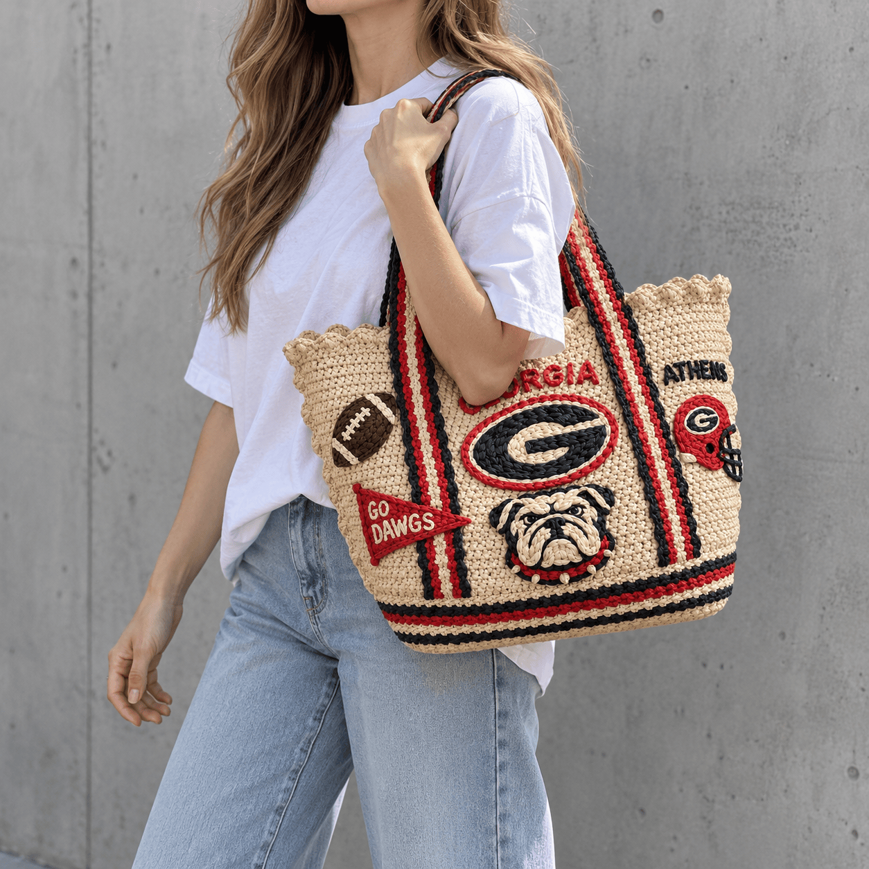 GGBD Straw-Style Embellished Tote Bag HTTT