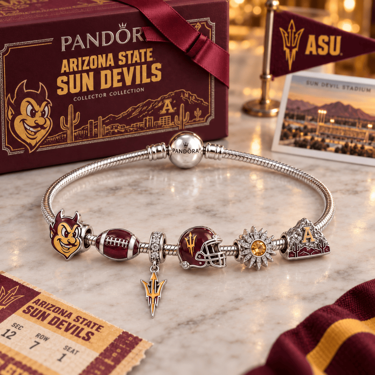 ASSD Silver Charm Bracelet Set PTKL