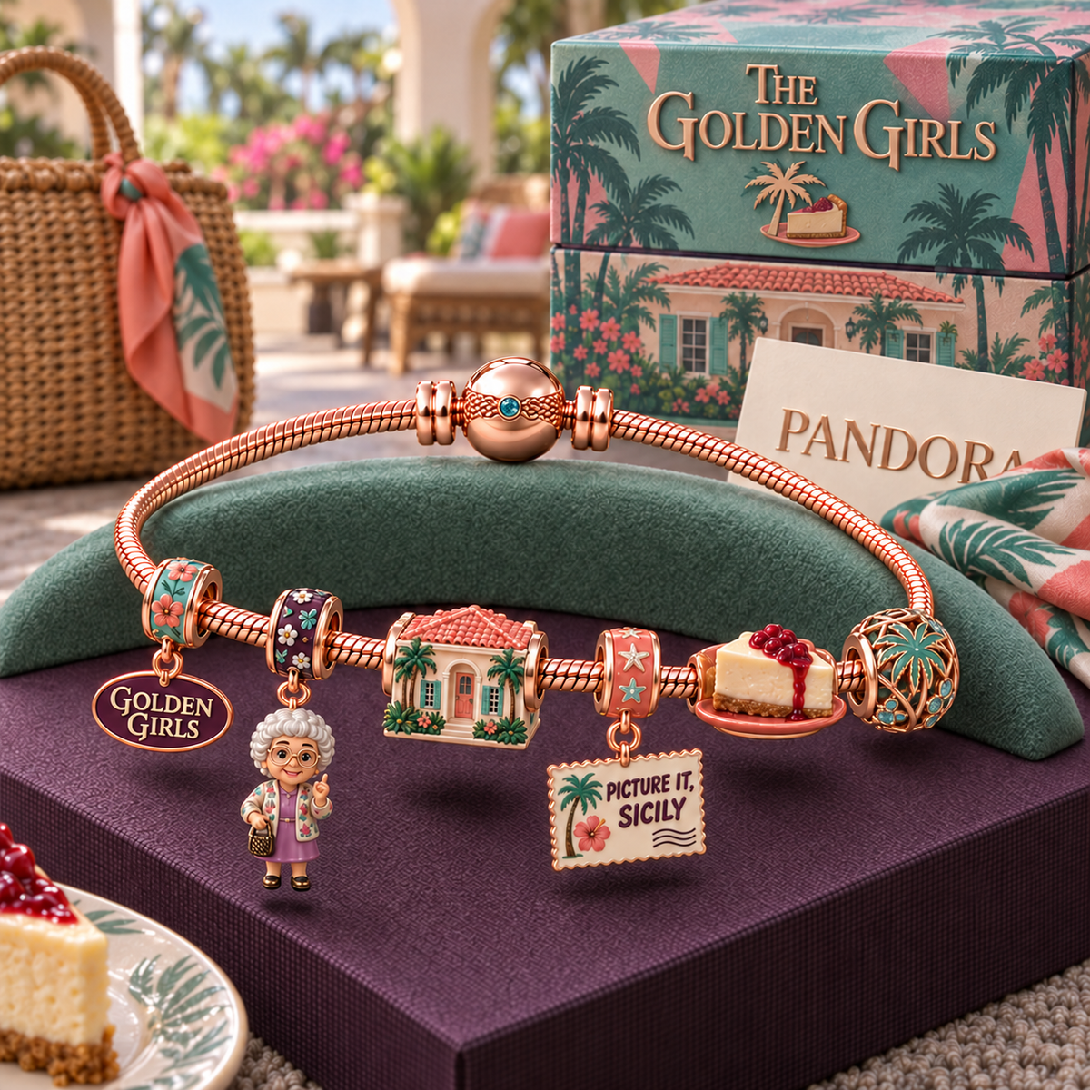 TGG Rose Gold Charm Bracelet Set HQH